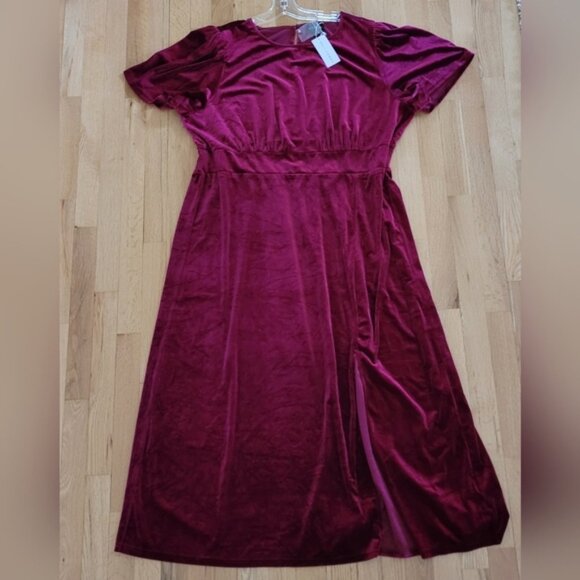 Nwt Baltic Born Sugarlips Velvet Midi Dress Smocked Waist Ss Cherry Plus 3x - Picture 2 of 14